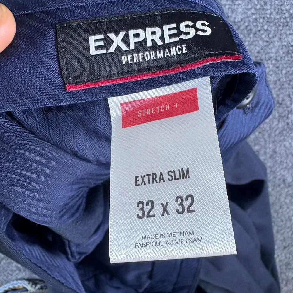 Express Performance Extra Slim Navy Blue Suit Set 38R/32x32 Two Button Stretch